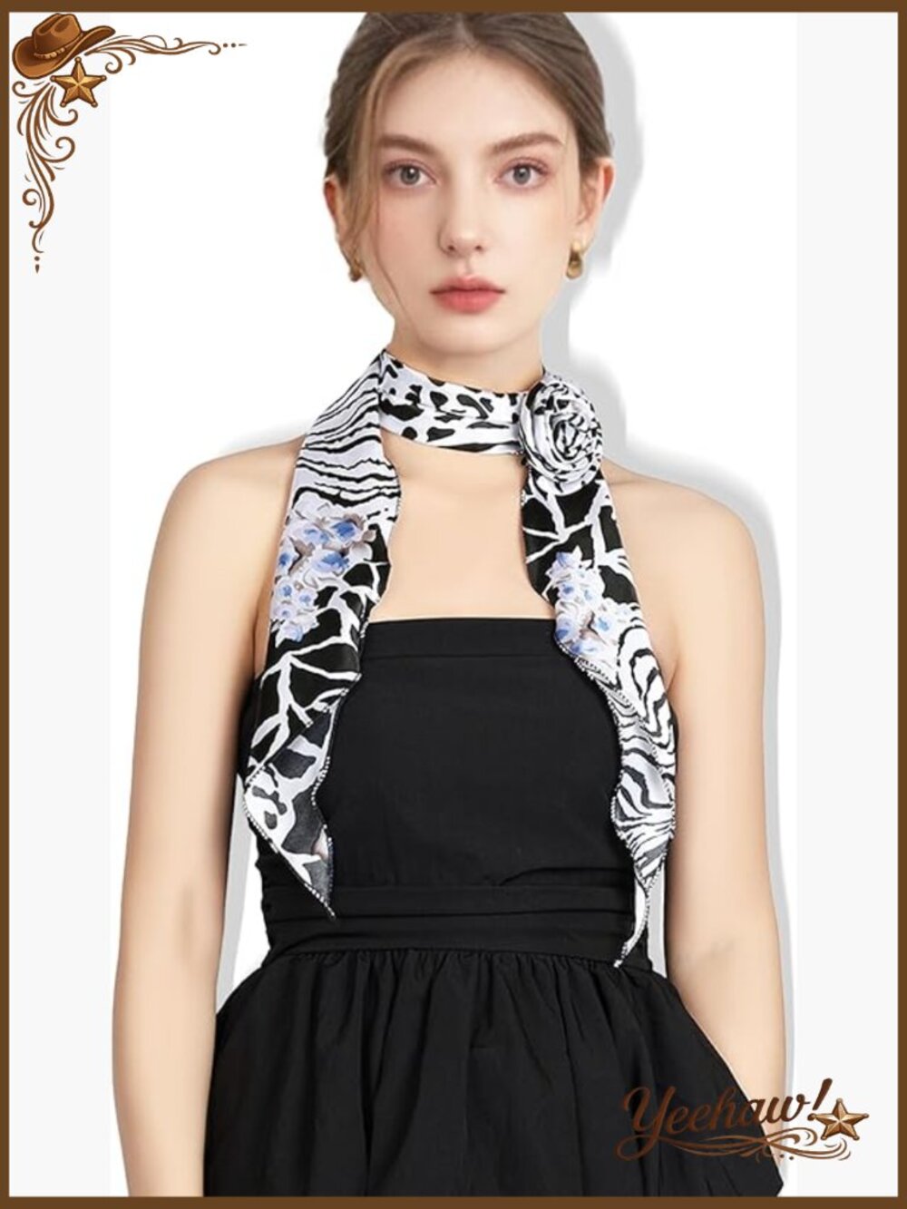 Soft Polyester Fashion Scarf with Detachable Flower Brooch, Lightweight Silk
